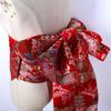 Japanese Kimono Obi: Brocade Jacquard Taiko Bow with Floral Knot Trim