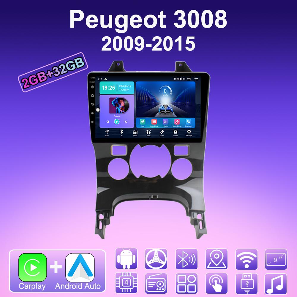

2 DIN Android Carplay автомобильное радио для Peugeot 3008 2009-2015 мультимедийный проигрыватель головное устройство стерео GPS навигация BT WIFI 2+32 ГБ 2+32GB,A