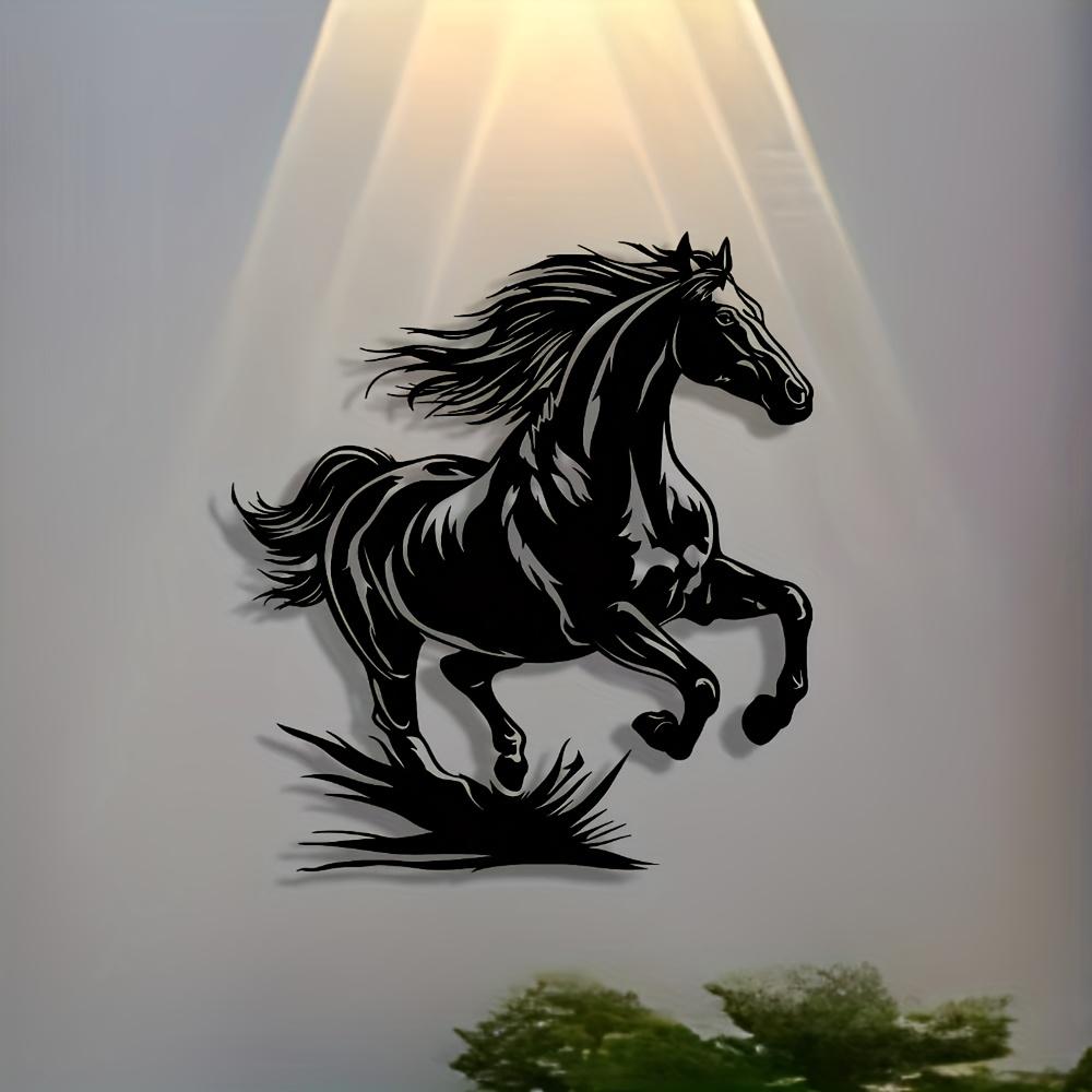 1pc Metal Wild Horse Wall Art, Minimalist Water Ripple Design for Home Office Patio Decor, Reusable Gift
