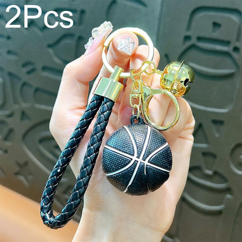 

1/2 шт. Держатель для ключей Креативный красочный аксессуар для ключей Брелок для баскетбола 9 цветов Цепочка для ключей от машины Пластиковый шарик Подвеска для сумки 2PCS чёрный