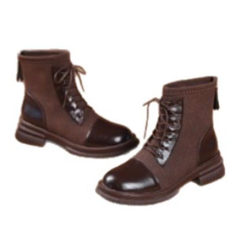 Retro Shoes, Lace-up Boots, Chunky Ankle Boots, New Fashionable Casual Shoes, Single Boots, Women's Shoes