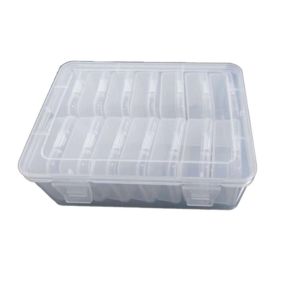 14Pcs Small Plastic Storage Box with Hinged Lids - Clear Bead Organizer
