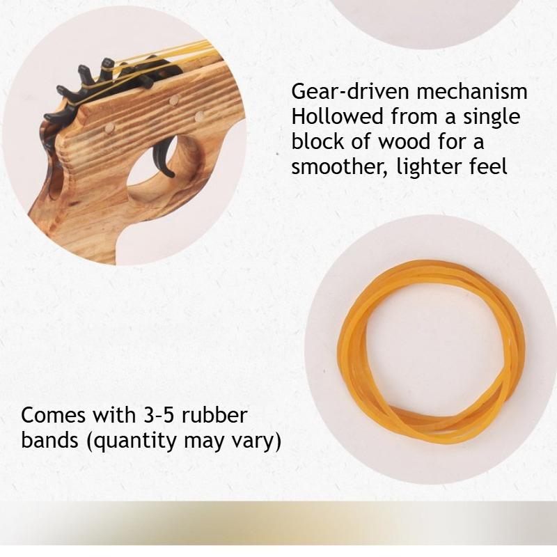 4-S Holz Gummiband Spielzeugpistole Klassische Schleuderpistole Nostalgisches Kinderspielzeug für Interaktives Spielen Kinder Partygeschenk Geschenk