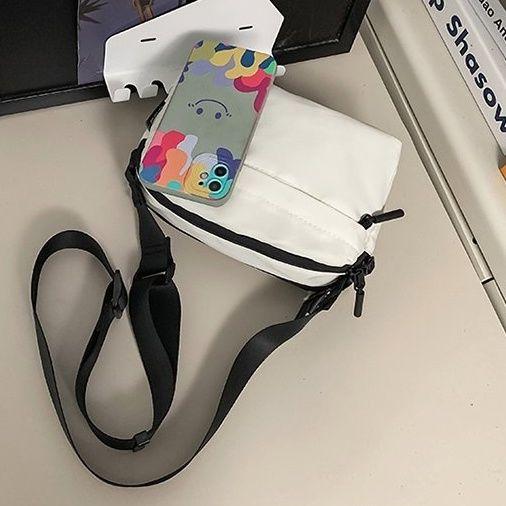 Geantă pătrată mică din pânză Oxford, neagră, geantă nouă, ușoară, casual, cu buzunare multiple, pentru bărbați și femei