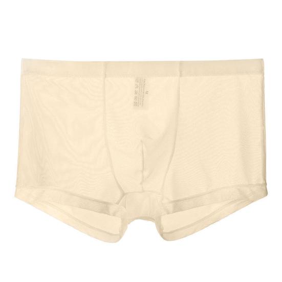 Men Boxers Breathable Elastic Mesh Low Waist Ice Silk Cooling Anti-septic See-through Men