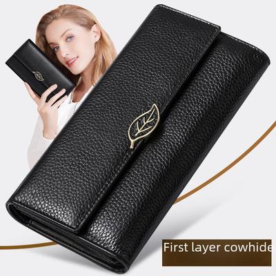 2024 Women's Long Genuine Litchi Grain Leather Wallet