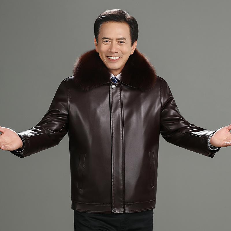 Men'S Liner Leather Jacket New Men'S Fur Collar Liner Removable Two-Piece Leather Jacket Warm