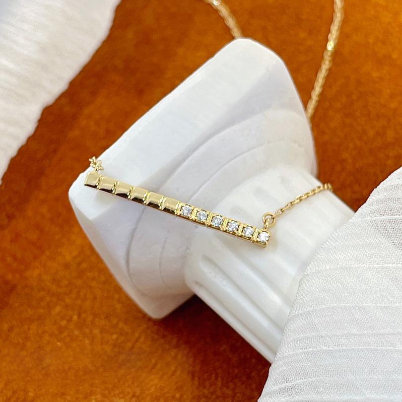 

S925 Sterling Silver Diamond Bar Pendant - Minimalist Luxury Women s Accessory 925 Silver