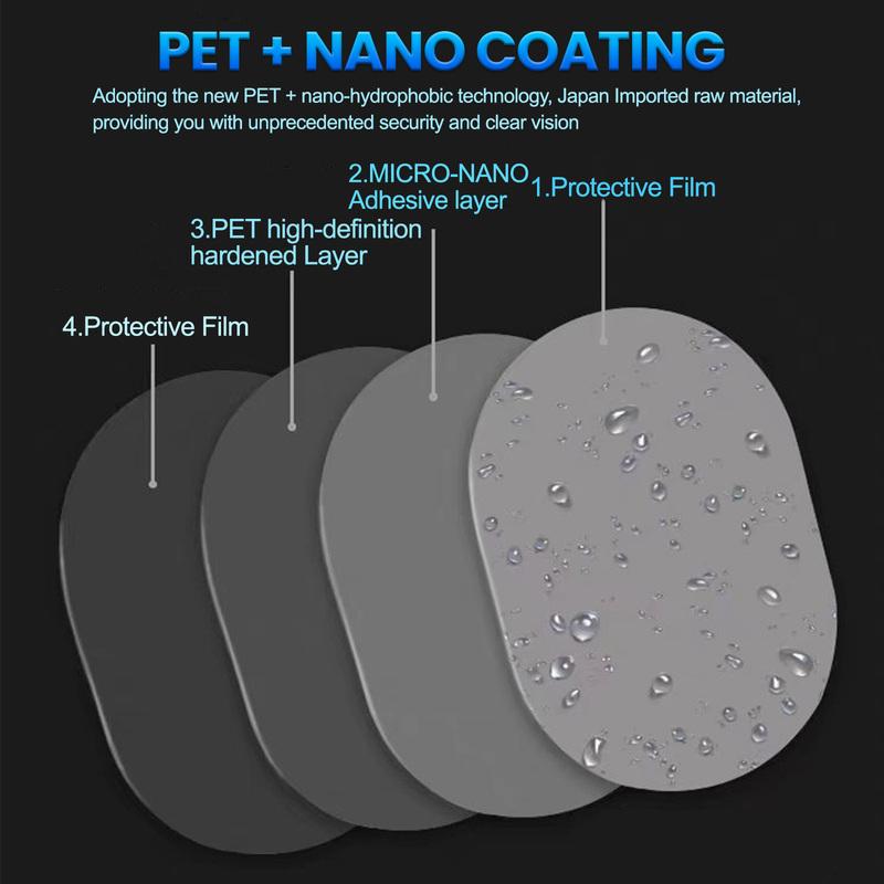 Car side rearview mirror PET+nano waterproof and anti fog film rainproof sticker with clear vision in rainy days universal set