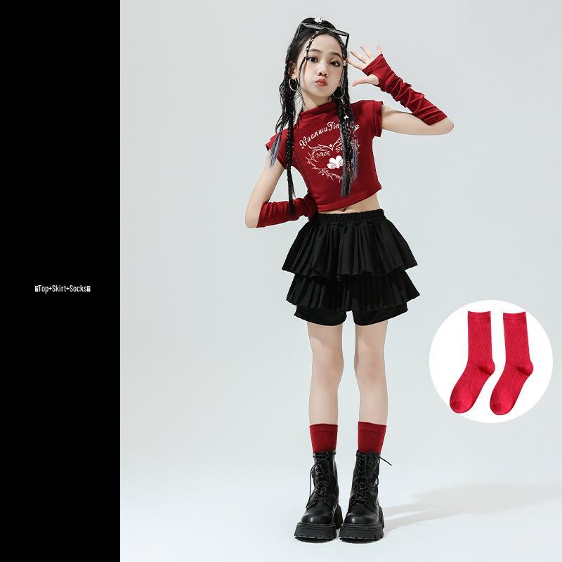 Girls' Jazz Hip Hop Dance Costume Set - Trendy Cheerleading Performance Outfit