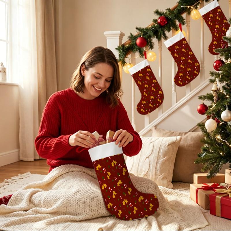 Christmas Decoration Fireplace Hanging Stocking Christmas Stockings 1pc 45.72 Cm, Christmas Gingerbread Stocking Holly P