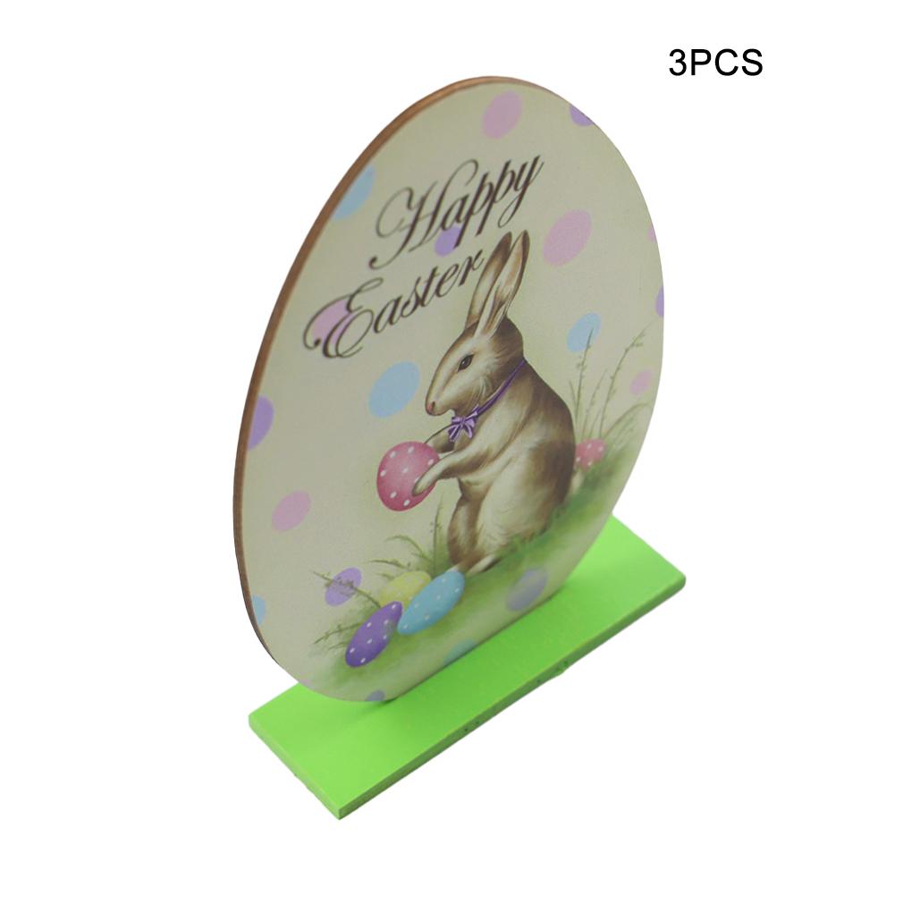 3 Sets Wood Ornaments Multicolor Easter Decorations Banner Accessories Cartoons Handy Installation Table Decor for Home Use