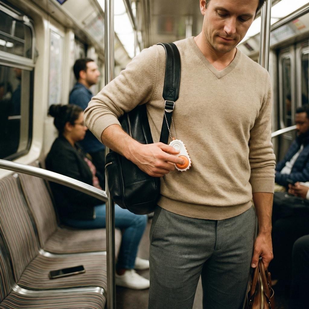 Ein per Knopfdruck bedienbarer, rotierender Ball – ein stressabbauendes Spielzeug für alle Altersgruppen, das bei Angstzuständen hilft.