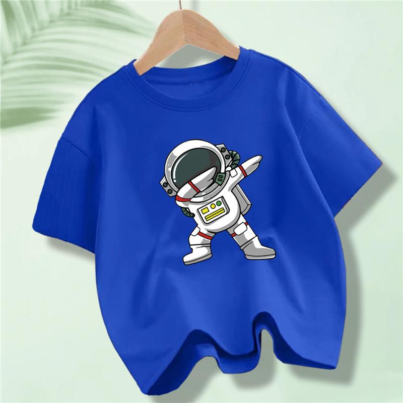 New Summer Kids Clothes Funny Astronaut Print Cartoon T Shirt Streetwear Cotton Tops Children Boys Clothes Short Sleeve Tees