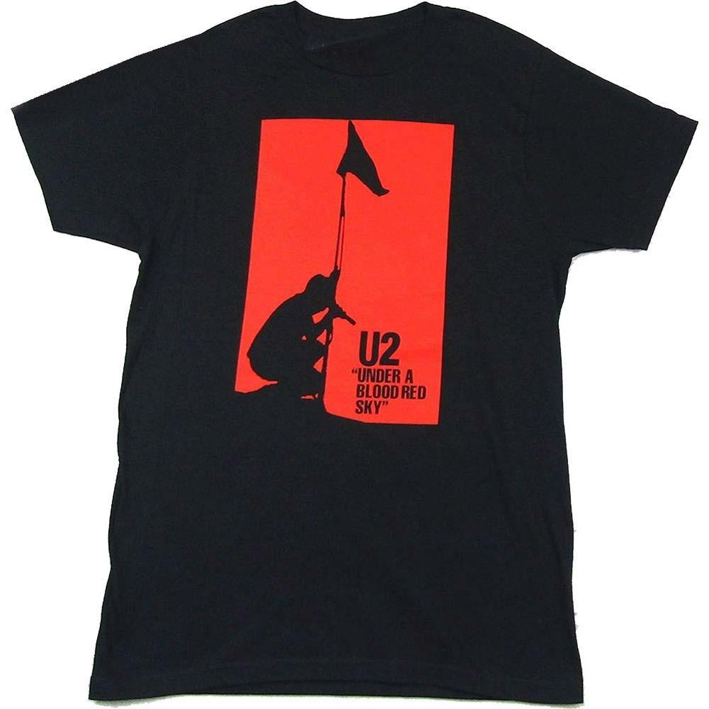 Men s U2 Blood Red Sky Slim Fit T-shirt Medium Black 4XL