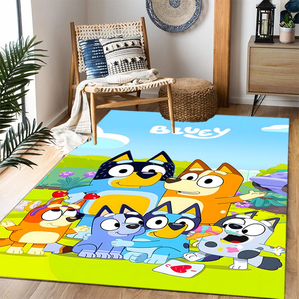 Tappeti Antiscivolo a Tema Bluey's Bus Adventure - Arredamento per la Casa in Poliestere, Adatti per Camere da Letto, Soggiorni, Ingressi, Studi e Decorazioni