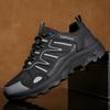 Outdoor Large Size Breathable Hiking Shoes for Couples Mesh Upper Wear Resistant Rubber Outsole Low Cut Synthetic Leather