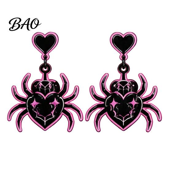 Cool Girl Fashion Jewelry 1 Pair Halloween Theme Acrylic Earrings for Women, Gothic Pink Spider Daily Casual Dangle Drop Earrings, Spooky Holiday