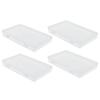 4pcs Flap Lid Transparent Plastic Box Transparent Storage Container  Office Supplies