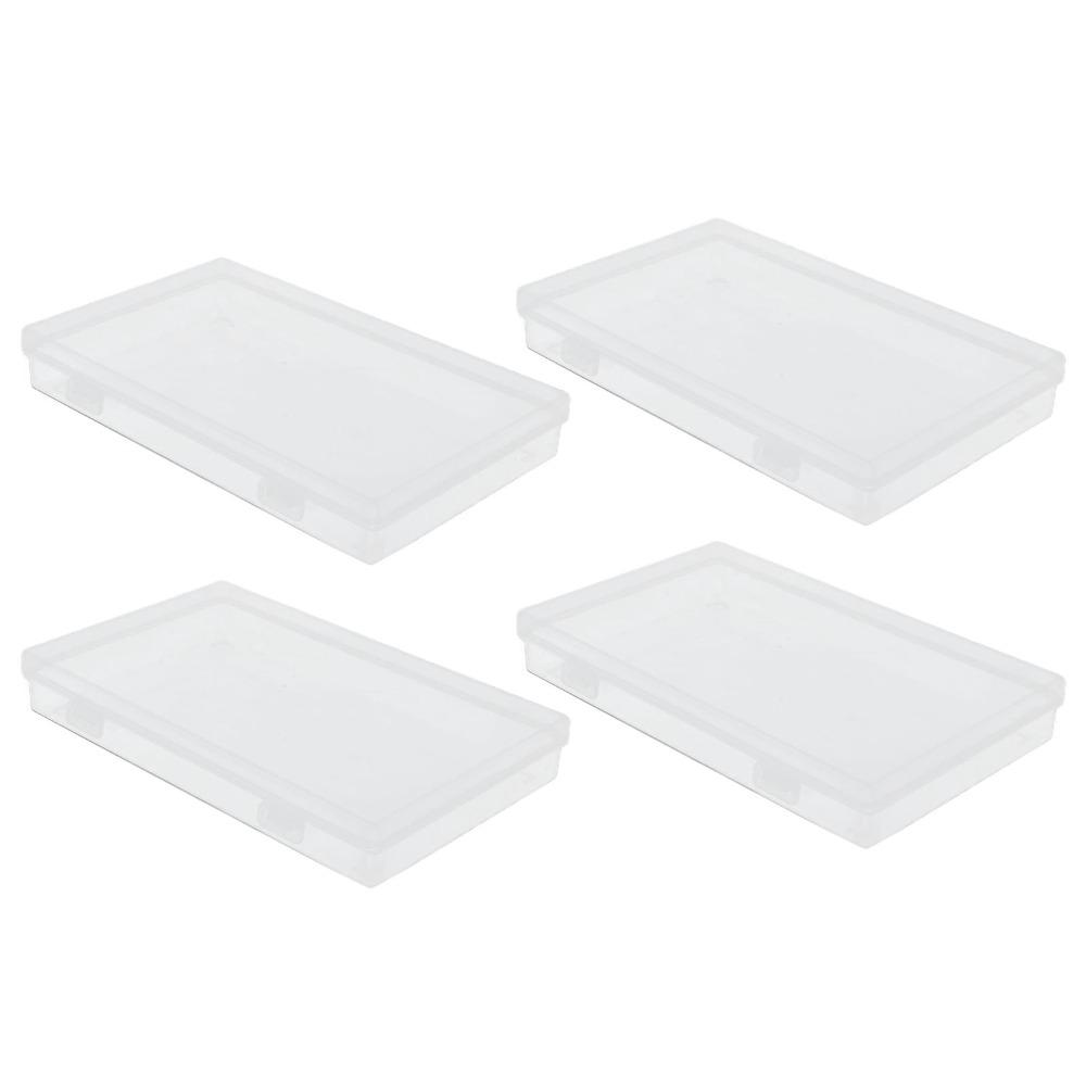 4pcs Flap Lid Transparent Plastic Box Transparent Storage Container  Office Supplies