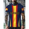 Camiseta de fútbol para fans de manga corta y cuello redondo, top deportivo informal con diseño de bandera española