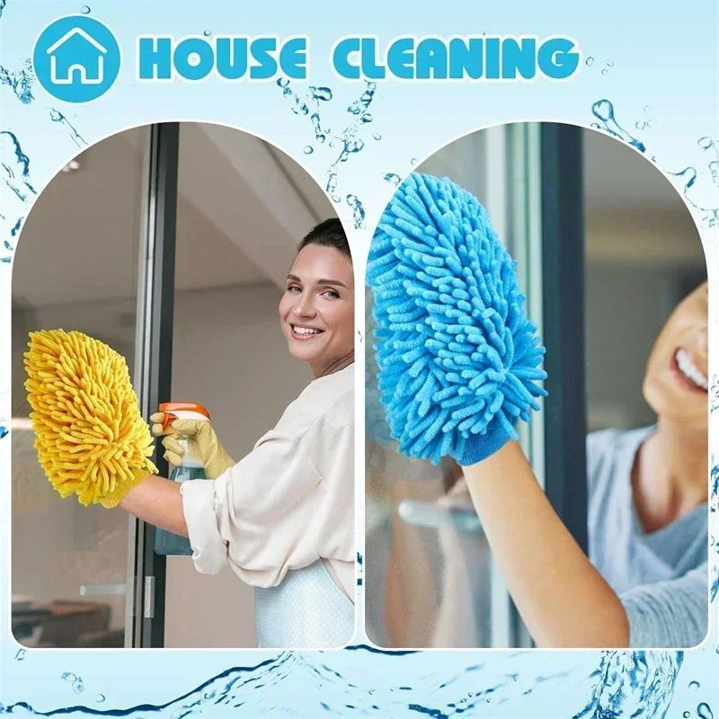 New Car Wash Gloves Chenille Glove Plush Rags Thickened Double-sided Car Supplies Cleaning Tools Auto Acessories