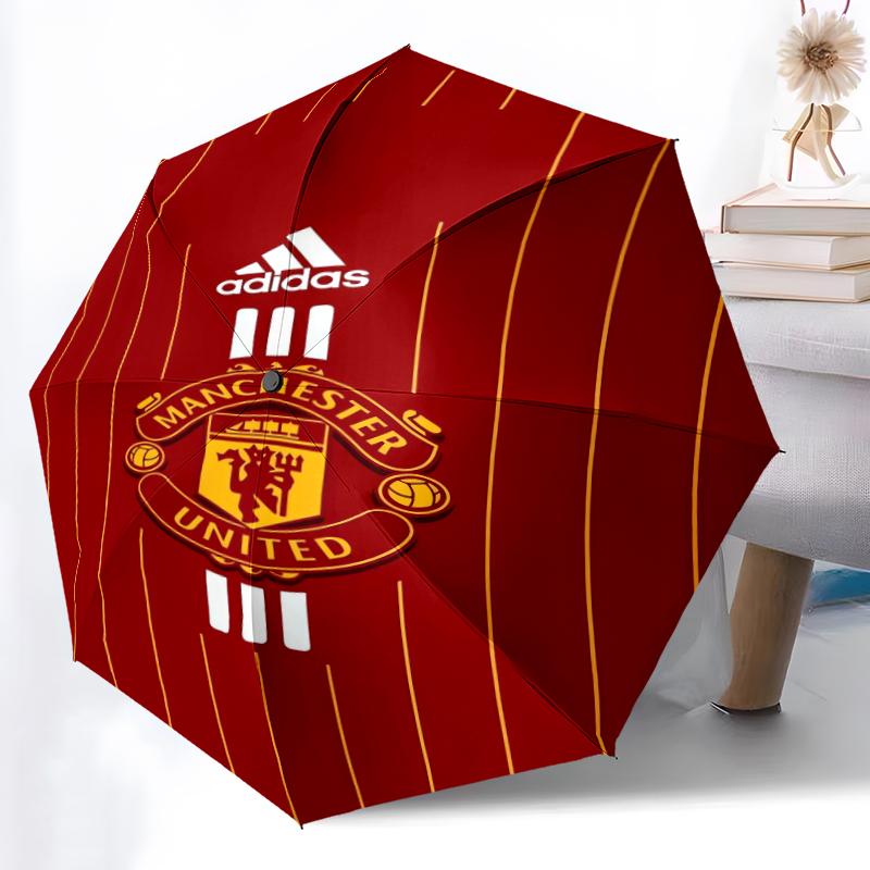 1pz Ombrello Automatico Robusto a 8 Stecche, Ombrello Manchester United Manchester City, Stampato Digitalmente, Ombrello Pieghevole per Uso Esterno in Movimento