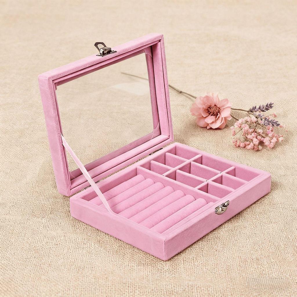 Premium Jewelry Storage Box with Transparent Lid for Earrings, Rings, Necklaces, and Pearls