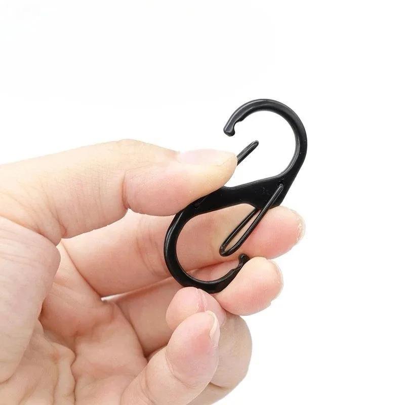 Small Spring Clips for Camping Fishing Traveling 10 Pcs S Shaped Carabiner Metal Double Hooks Carabiner Keychain