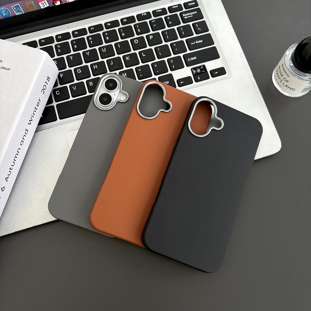 Applicable To IPhone 16 Mobile Phone Case Retro Leather Pattern 14Promax Apple 15 Protective Case 13 Silicone Simple