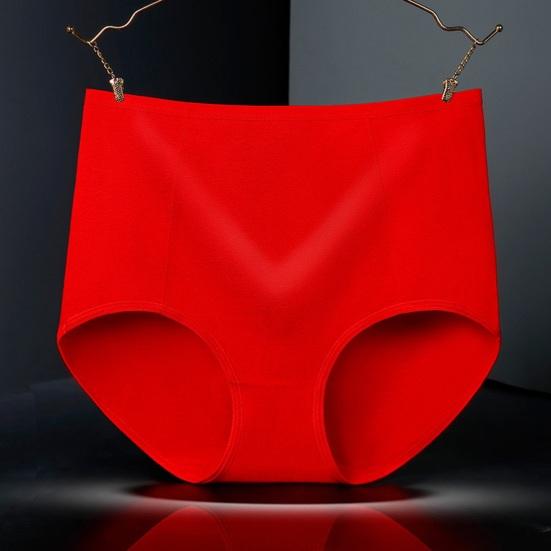 Women High Waist Cotton Underwear Tummy Control Solid Color Stretch Breathable Ladies Full Coverage Brief Panties Underpants
