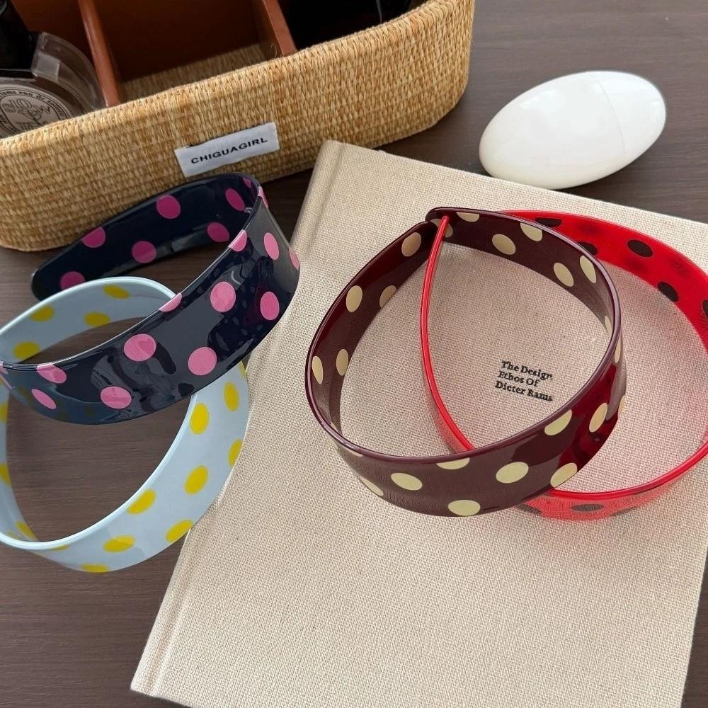 Retro Acetate Plate Headband Sweet Headwear Korean Style Polka Dot Hair Hoop Commute