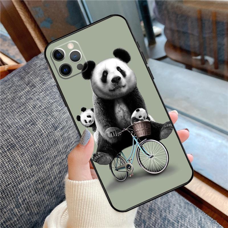 Cartoon Cute Panda Bear Phone Case For iPhone 16 15 14 12 11 13 Pro Max 12 13 mini XR 15 16 Plus 16e Cover Shell