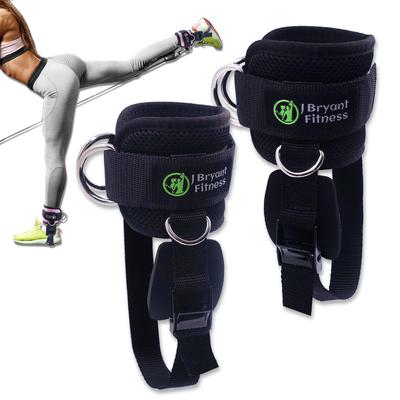 Fitness nastavitelné kotníkové popruhy 4 D-kroužky pro kabelové stroje Pohodlný střih Neoprenové kotníkové manžety Trenér pro cvičení na budování hýždí