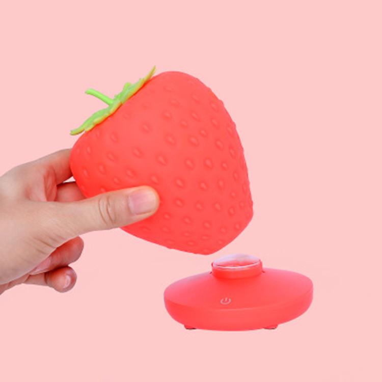 USB Rechargeable Strawberry LED Night Light - Silicone Eye Protection Bedside Lamp