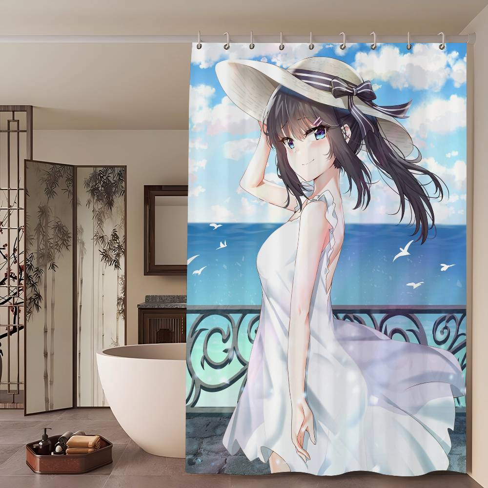 Anime Mai Sakurajima Shower Curtain - Water-Repellent And Leak-Resistant, Mold And Mildew Resistant For