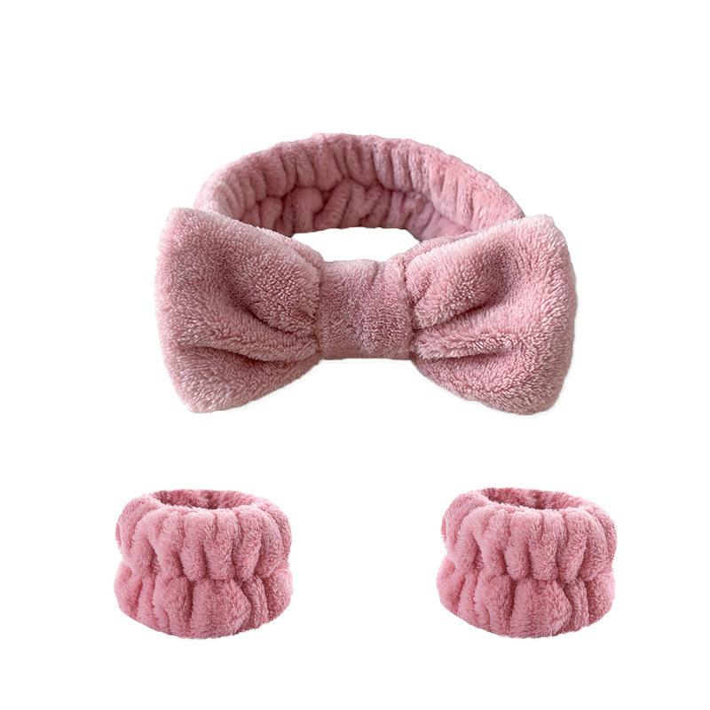 Wash Face Headbands 3PCS Women Coral Fleece Hair Bands Cuff Waterproof Bands Absorbent Wristbands Head Band Hair Accessories Set