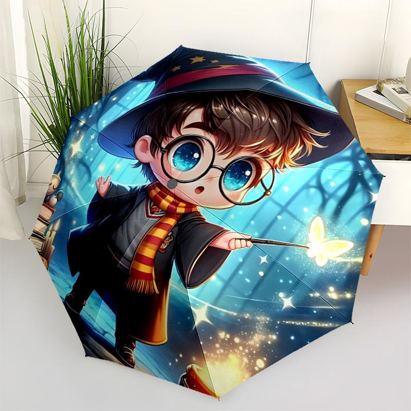 

1pc Harry Potter Automatic Folding Umbrella - Compact 8-Rib Design, Durable Plastic & Iron, Perfect Gift for Friends & Family, yy250923045
