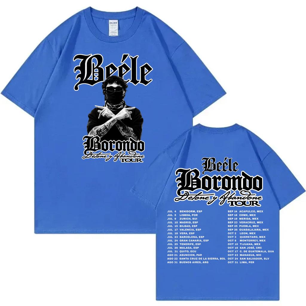 Rapper Beele Borondo Tour 2026 T-shirtUnisex Fashion Vintage Short Sleeve T-shirts Summer Casual Loose 100%cotton T Shirt