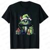 New Year Short Sleeve Tshirt Cute Cat Print Tops Fashion Xmas Unisex Tees Shirt Trend Graphic Christmas Male Oversized Clothing