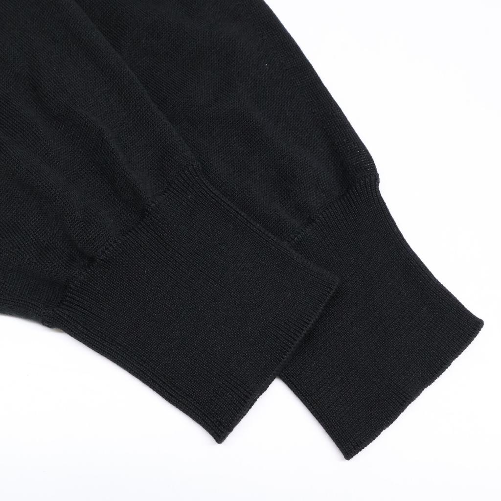 Hermes 4H2622D9 Wełna Jedwab Logo Haftowany Prążkowany Sweter topy 38 czarnyUżywany