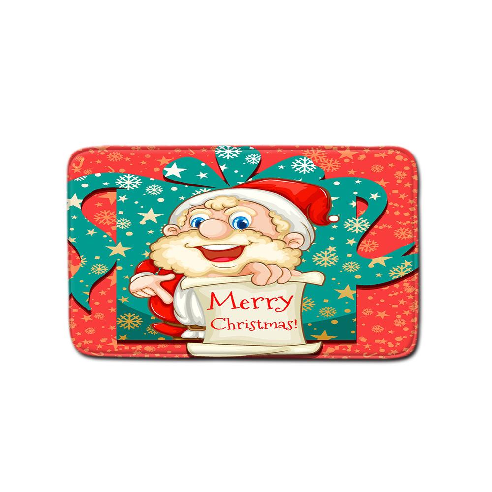Christmas Waterproof Shower Curtain Four-Piece Floor Mat Combination Set Household Door Mat Bedroom Living Room Carpet