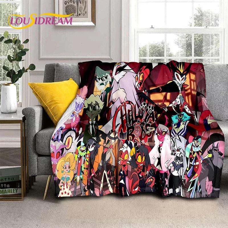 3D H-Helluva Boss Blitzo H-Hazbin Hotel Cartoon Blanket,Soft Throw Blanket for Home Bedroom Bed Sofa Picnic Office Cover Blanket