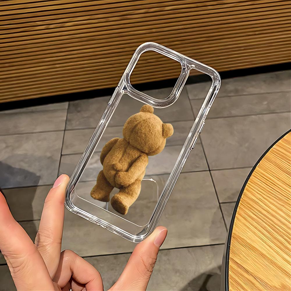 Popular bear looking at mobile phone Phone Case for Oppo A60 A98 A78 A38 A57 A76 A55 A74 A94 A54 A16 A93 A92 4G 5G Clear Cover