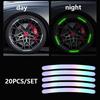 20PCS/SET Car Wheel Reflective Stickers Tire Warning Stickers 3D Night Light Stickers for Cars and Motorcycles