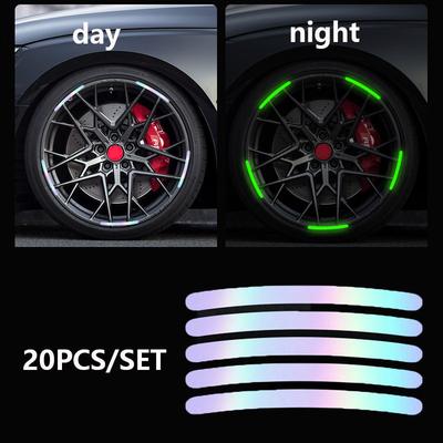 20 STÜCK/SET Reflektierende Auto-Radaufkleber Reifen-Warnaufkleber 3D-Nachtlicht-Aufkleber für Autos und Motorräder