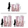 2 Pieces of HD Digital Pink Tie Princess Style Flower Curtain Home Decoration Style Decoration Living Room Bedroom Wear Rod Curt