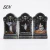 Spooky Festival Gift Tombstone Candle Lantern, LED Lighted Graveyard Table Lamp, Halloween Secret Room Escape Decor Small Night Light for Haunted