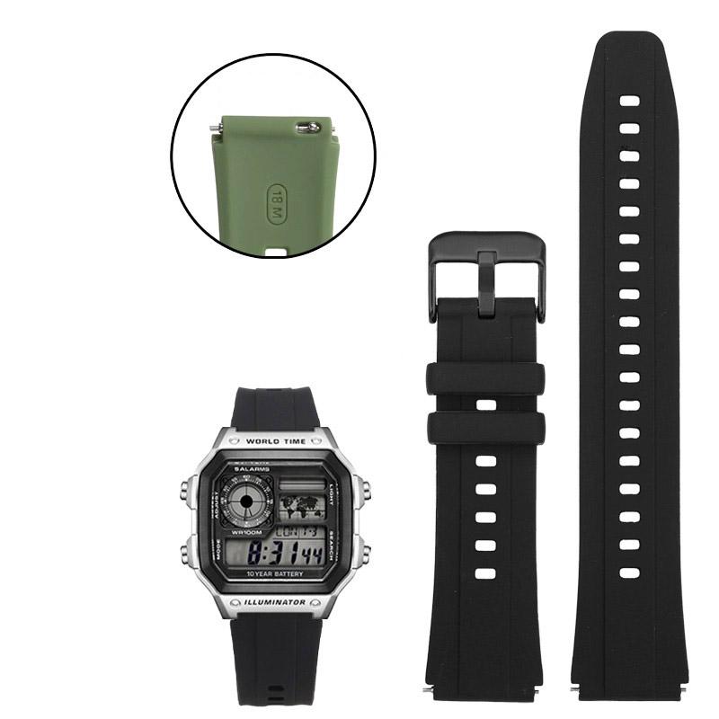 Silikonowe Paski do Zegarka Casio G-SHOCK 3299 AE1200 AE-1200 AE1300 SGW400 SGW-300 A158W A159W Sportowy Wodoodporny Pasek 18mm