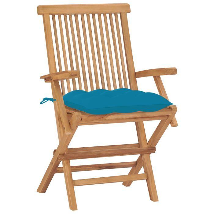 VidaXL Lot de 8 Chaises de Jardin avec Coussins, Sièges de Terrasse, Chaises de Balcon, Meubles de Patio Extérieur, Bleu 3072908
